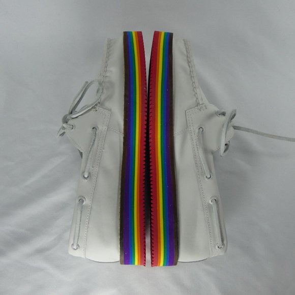 NEW Sperry Top Sider PRIDE Womens Leather Boat Shoes 5.5, 7.5 White STS87613 - Picture 6 of 9